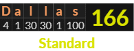 "Dallas" = 166 (Standard)