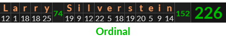 "Larry Silverstein" = 226 (Ordinal)