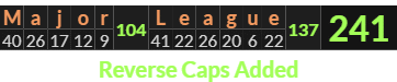 "Major League" = 241 (Reverse Caps Added)