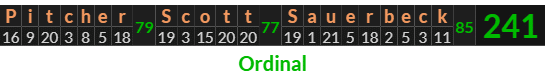 "Pitcher Scott Sauerbeck" = 241 (Ordinal)