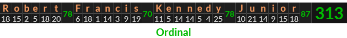 "Robert Francis Kennedy Junior" = 313 (Ordinal)