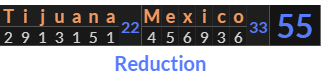 "Tijuana Mexico" = 55 (Reduction)