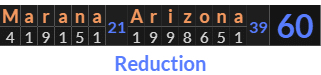 "Marana Arizona" = 60 (Reduction)