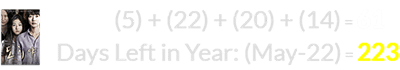 (5) + (22) + (20) + (14) = 61