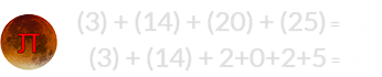 (3) + (14) + (20) + (25) = 62 and (3) + (14) + 2+0+2+5 = 26