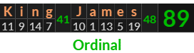 "King James" = 89 (Ordinal)