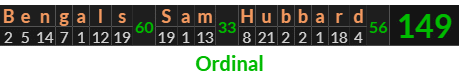 "Bengals Sam Hubbard" = 149 (Ordinal)