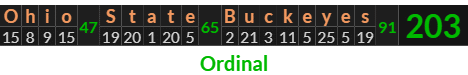 "Ohio State Buckeyes" = 203 (Ordinal)