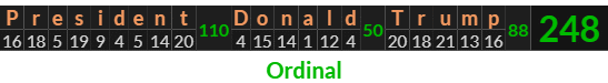 "President Donald Trump" = 248 (Ordinal)