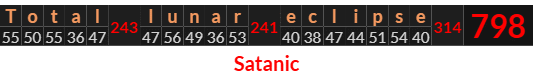 "Total lunar eclipse" = 798 (Satanic)