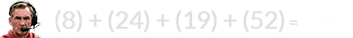 (8) + (24) + (19) + (52) = 103