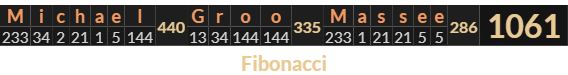 "Michael Groo Massee" = 1061 (Fibonacci)