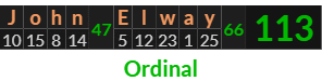 "John Elway" = 113 (Ordinal)