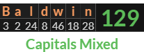 "Baldwin" = 129 (Capitals Mixed)
