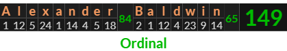 "Alexander Baldwin" = 149 (Ordinal)