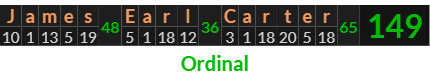 "James Earl Carter" = 149 (Ordinal)