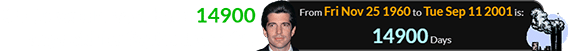 JFK Jr. would have been 14900 days old for September 11th: