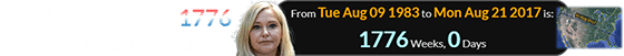 She was exactly 1776 weeks old for that Eclipse: