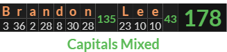 "Brandon Lee" = 178 (Capitals Mixed)