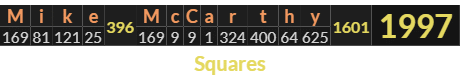 "Mike McCarthy" = 1997 (Squares)