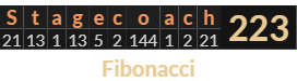 "Stagecoach" = 223 (Fibonacci)