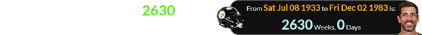 Rodgers was born exactly 2630 weeks after the Steelers were founded: