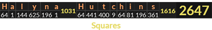 "Halyna Hutchins" = 2647 (Squares)