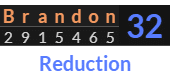 "Brandon" = 32 (Reduction)