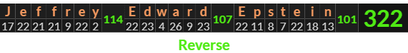 "Jeffrey Edward Epstein" = 322 (Reverse)