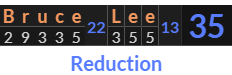"Bruce Lee" = 35 (Reduction)
