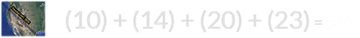 (10) + (14) + (20) + (23) = 67