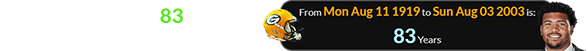 The Packers were 83 years old when Derrick Harmon was born: