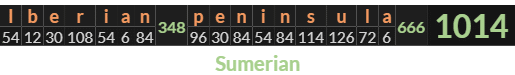 "Iberian peninsula" = 1014 (Sumerian)