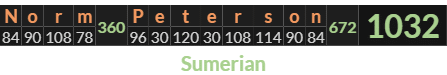 "Norm Peterson" = 1032 (Sumerian)