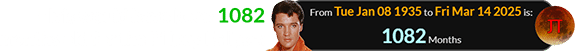 Elvis would have been 1082 months old for the Pi Day Eclipse: