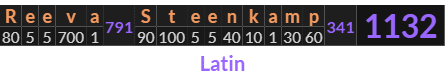 "Reeva Steenkamp" = 1132 (Latin)