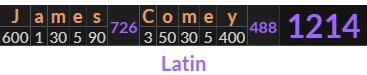"James Comey" = 1214 (Latin)