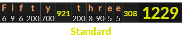 "Fifty three" = 1229 (Standard)
