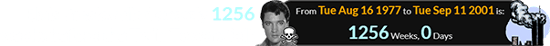 Elvis Presley died exactly 1256 weeks before the Twin Towers fell: