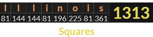 "Illinois" = 1313 (Squares)
