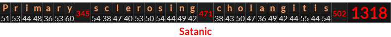 "Primary sclerosing cholangitis" = 1318 (Satanic)