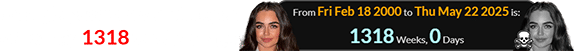 Georgia passed away at a span of exactly 1318 weeks of age: