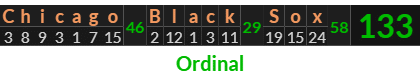 "Chicago Black Sox" = 133 (Ordinal)