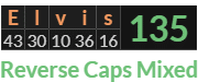 "Elvis" = 135 (Reverse Caps Mixed)
