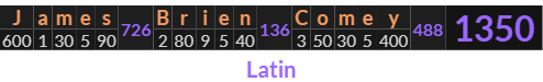 "James Brien Comey" = 1350 (Latin)