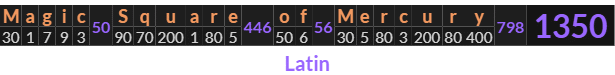 "Magic Square of Mercury" = 1350 (Latin)