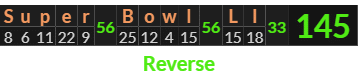 "Super Bowl LI" = 145 (Reverse)