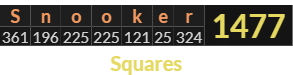 "Snooker" = 1477 (Squares)