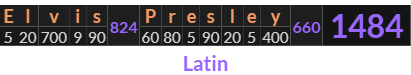 "Elvis Presley" = 1484 (Latin)