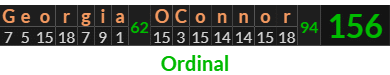 "Georgia OConnor" = 156 (Ordinal)